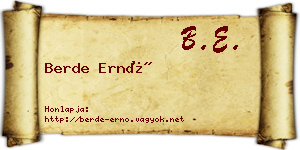 Berde Ernő névjegykártya